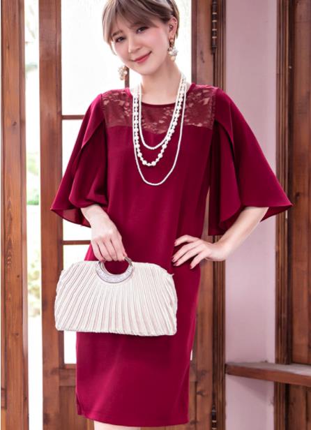 パーティードレス ワンピース　結婚式 フレアスリーブ レディースファッション　ママ　通勤　結婚式　 同窓会 披露宴　卒入園式 入学式　ゆったり　春夏秋冬