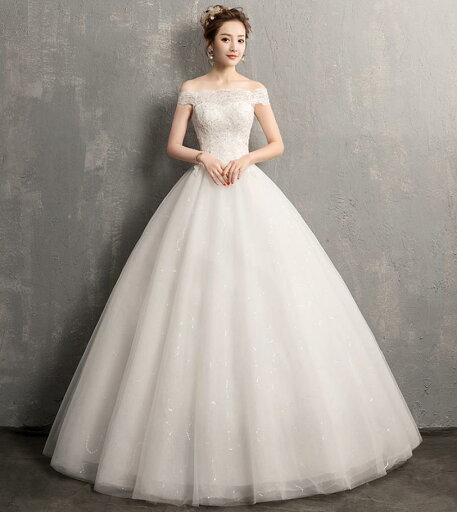 新入荷/ウエディングドレス/花嫁/Aライン/プリンセス/短袖/オフショルダー/Vネック/パーティードレス ワンピース 結婚式 安い  写真撮影 パーティー  舞台 コンサート レース 花嫁ドレス 安い/