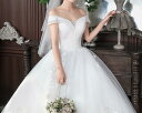 新入荷/ウエディングドレス/花嫁/Aライン/プリンセス/短袖/オフショルダー/Vネック/パーティードレス ワンピース 結婚式 安い 写真撮影 パーティー 舞...