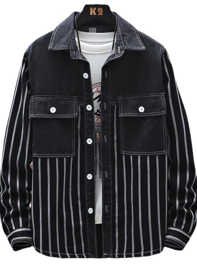 Rakuten - M/L/XL/2XL/3XL 新デザイン/デニム ジャケット メンズ 無地 お兄系 ファッション 欧米風 長袖 コート ユニフォーム トップス メンズウェア ジャケット 春秋 ヒグ　クラッシュ　ダメージ　加工 大きいサイズ ライトジャケット