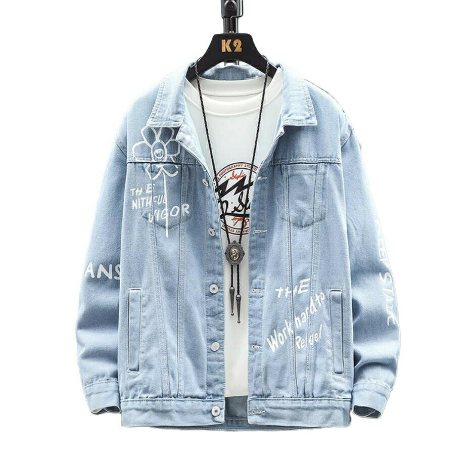 樂天商城 - M/L/XL/2XL/3XL 新デザイン/デニム ジャケット メンズ 無地 お兄系 ファッション 欧米風 長袖 コート ユニフォーム トップス メンズウェア ジャケット 春秋 ヒグ　クラッシュ　ダメージ　加工 大きいサイズ ライトジャケット