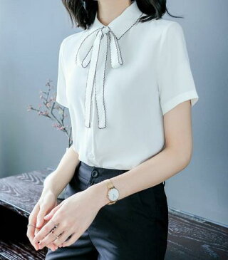2color 中袖 通勤オフィス ワイシャツ シャツ ブラウス ビジネス レディース シャツ 制服 フォーマル オフィス ワイシャツ トップス スーツ リクルート 就活 OL 事務服 大きサイズ