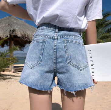 夏 デニム レディース ショートパンツ ハイウエスト ボトムス ゆったり着痩せ 無地 短パン チェックパンツ ハイウエストカジュアル