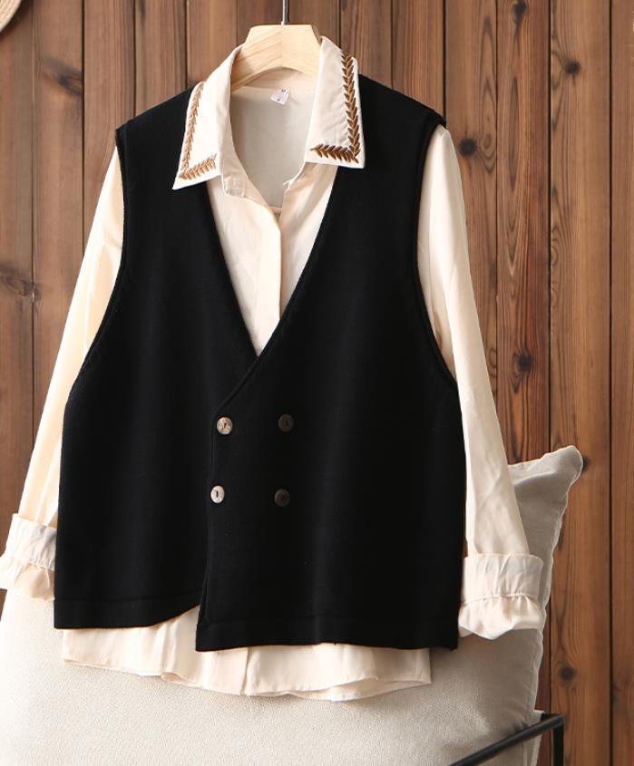 新販売/ニットベスト レディース ミディアム丈 小さいサイズ 大きいサイズ ノースリーブ Vネック 上品 体型カバー 20代 通勤 コート韓国 ゆったり 個性的 コート安い 学生 春秋 40-100kg体重対応 ボダン 春秋