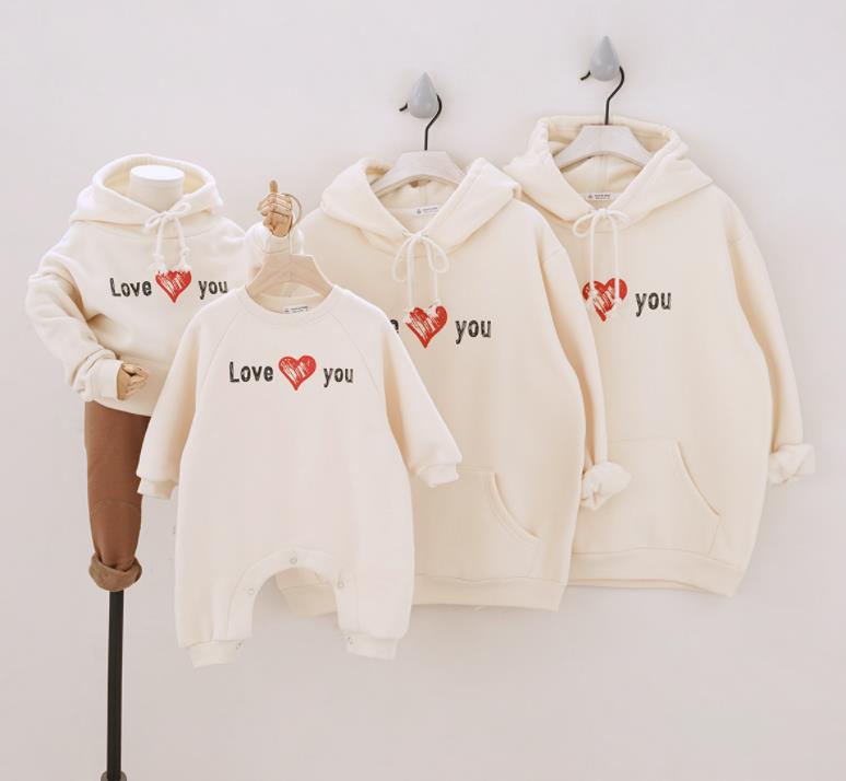 新入荷！送料無料/秋冬用/裏起毛/親子お揃い　パーカー カップル 　ユニセックス 家族 お揃い ルーム ウェア おそろい親子服　プレゼント　親子　兄弟 姉妹 大人用　子供　ギフト セット　親子ペア　長袖　春秋　親子ペアルック　韓国風/トレーナー　ロンパース