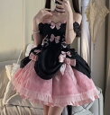 新発/数量限定/Lolita系/opワンピース jsk 日常 写真 舞台 変装/ロリータ トップス 萌え レディース ゴスロリ ロリータファッション 変装 トップス 吊りスカート花嫁洋服 ティアードスカート ハロウィン ハロウィーン Halloween 黒桜 花姫