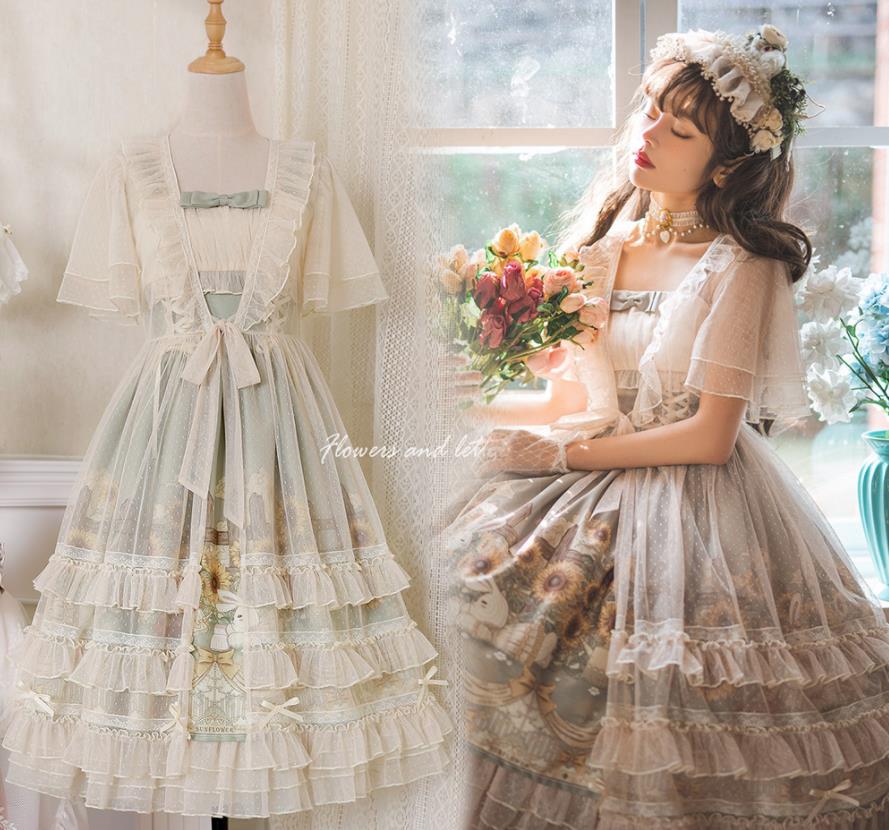 2022夏/新発/数量限定/Lolita系 向日葵物語/ワンピース jsk 日常 写真 舞台 変装/ロリータ トップス 萌え レディース ゴスロリ ロリータファ...