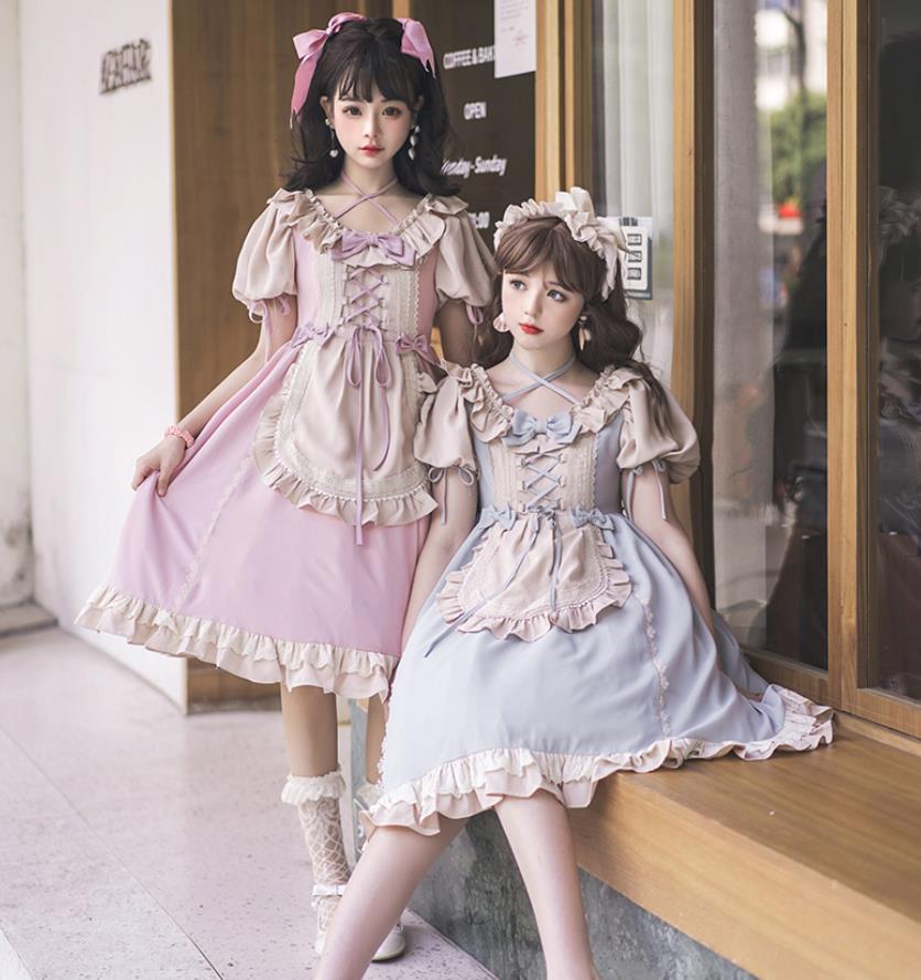 樂天商城 - 2022夏/新発/数量限定/Lolita系　お茶会/ワンピース　jsk　日常　写真　舞台　変装/ロリータ トップス 萌え レディース ゴスロリ ロリータファッション　変装　トップス 吊りスカート ワンピース　花嫁洋服