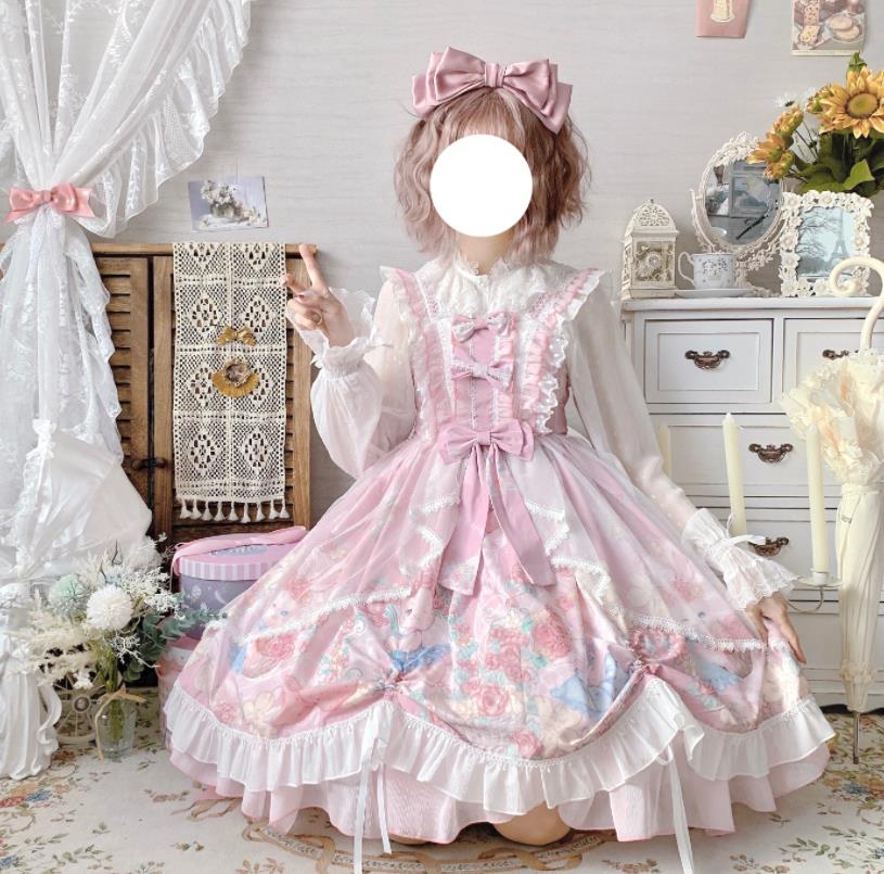 2022夏/新発/数量限定/Lolita系 甘い ワンピース jsk OP 日常 写真 舞台 変装/ロリータ トップス 萌え レディース ゴスロリ 変装 トップス 吊りスカート ワンピース 花嫁洋服 ウエディングドレス 人形ドレス ティアードスカート 万聖節 ハロウィン