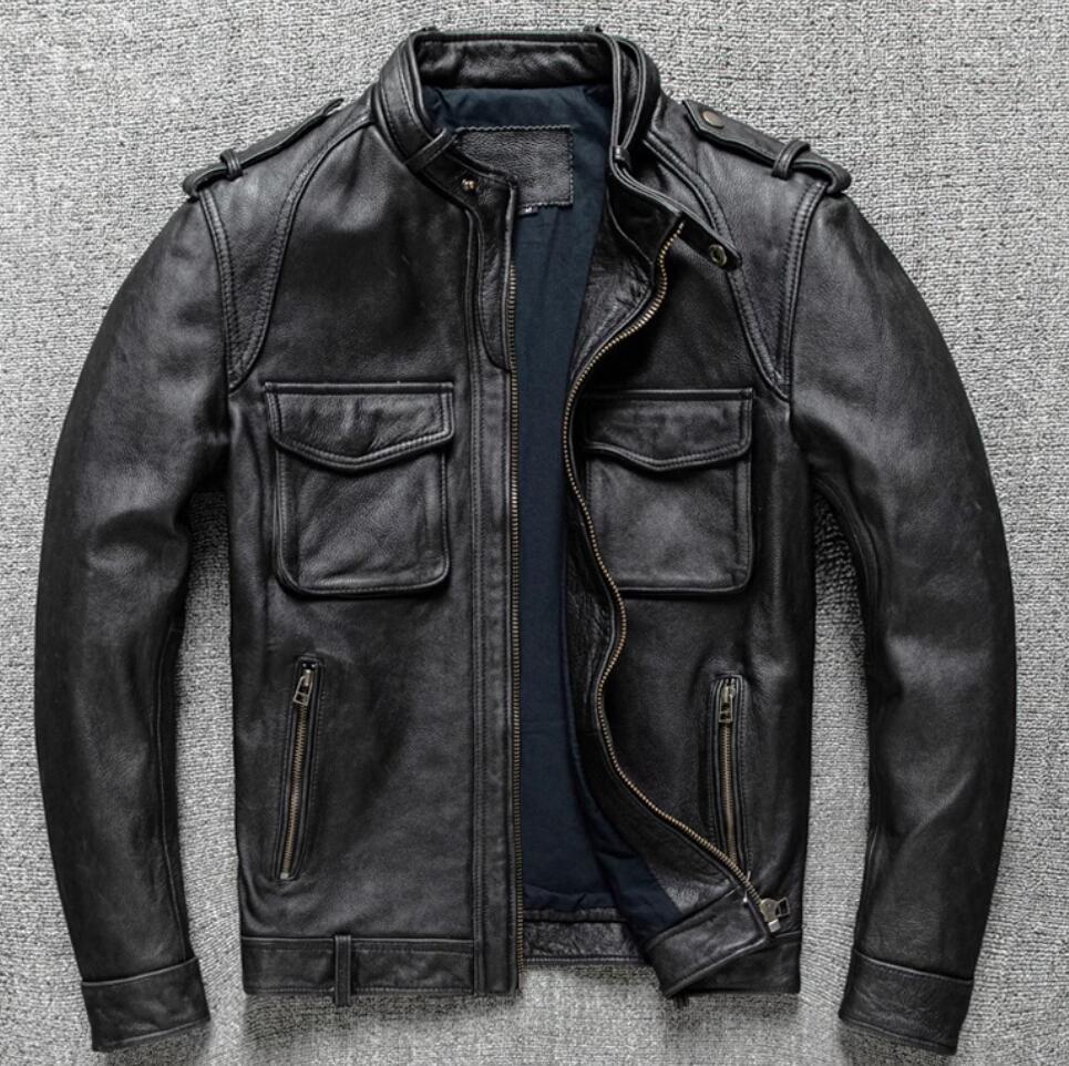 新販売/牛革/本革ジャケット バイクウェア メンズ ライダースジャケット レザージャケット 革ジャン 欧米風 長袖 コート 秋冬 防風 皮ジャン トップス メンズウェア ミリタリー バイクジャケット ライト ダブルライダース シング ライディング ファスナー ブラスト製作