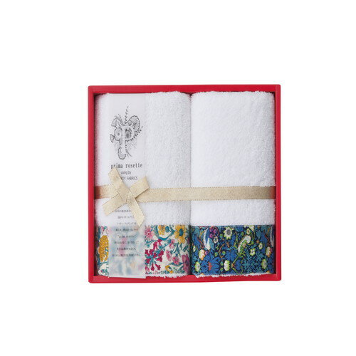【送料無料・包装無料・のし無料】prima rosette using by LIBERTY FABRICS フェイスタオル2P イエロー・ネイビー PR-2425-YN(B5)