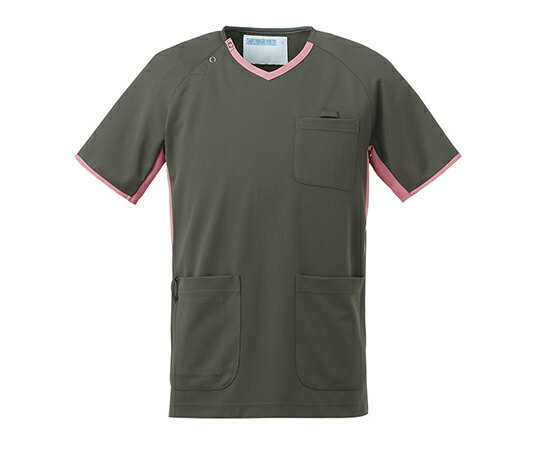 男女兼用・動体裁断シリーズ　スクラブ　グレー×ピンク　S 　4562213076518