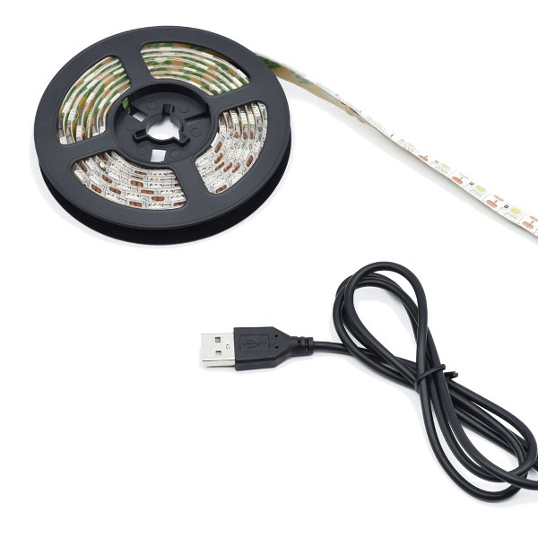 【ポスト投函便 同梱発送不可】BPS USB高輝度LEDテープライト2m ホワイト SMD5050 120leds IP65防水 BPS-LEDTL2WH 必要な長さにカット 両面テープで好きな場所に貼り付けできるテープLEDライト