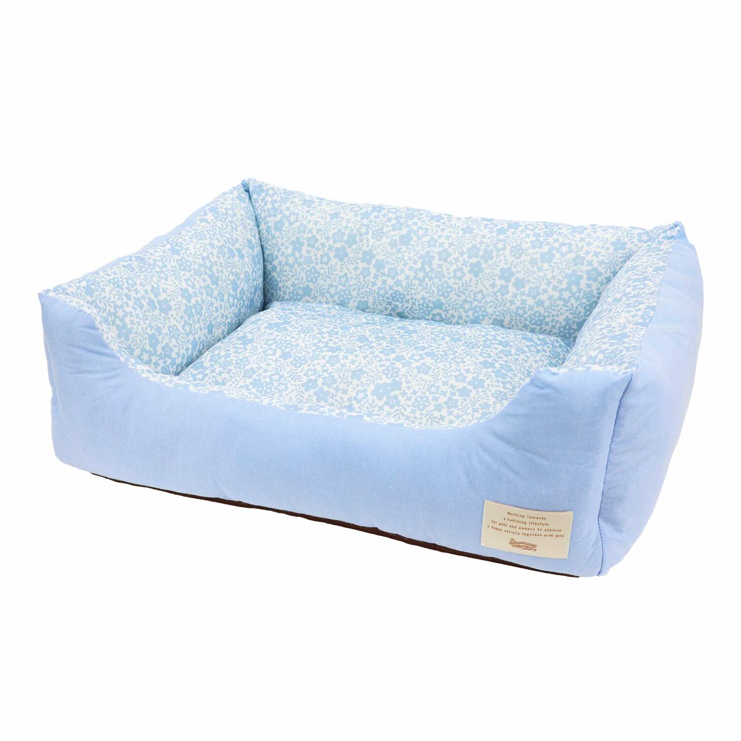 ペットプロ Homey ひんやり冷感プチ・フルールスクエアベッド M スモーキーブルー