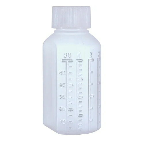 金鵄製作所 マーカー投薬瓶 60mL ノーマルキャップ（ホワイト：白）1袋（20本入）MBIN6020 目盛が刻印されています 投薬用品 与薬用品 施設備品
