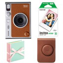 (4点セットB)富士フイルム インスタントカメラ チェキ instax mini Evo C BR フィルム アルバム 専用ケース付き!Evo C ブラウン