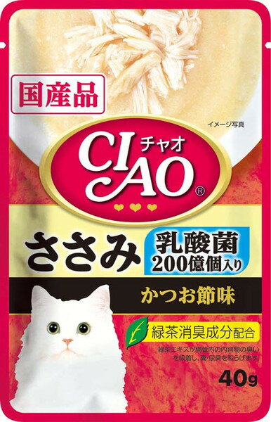 CIAO パウチ 乳酸菌入り ささみ かつお節味 40g