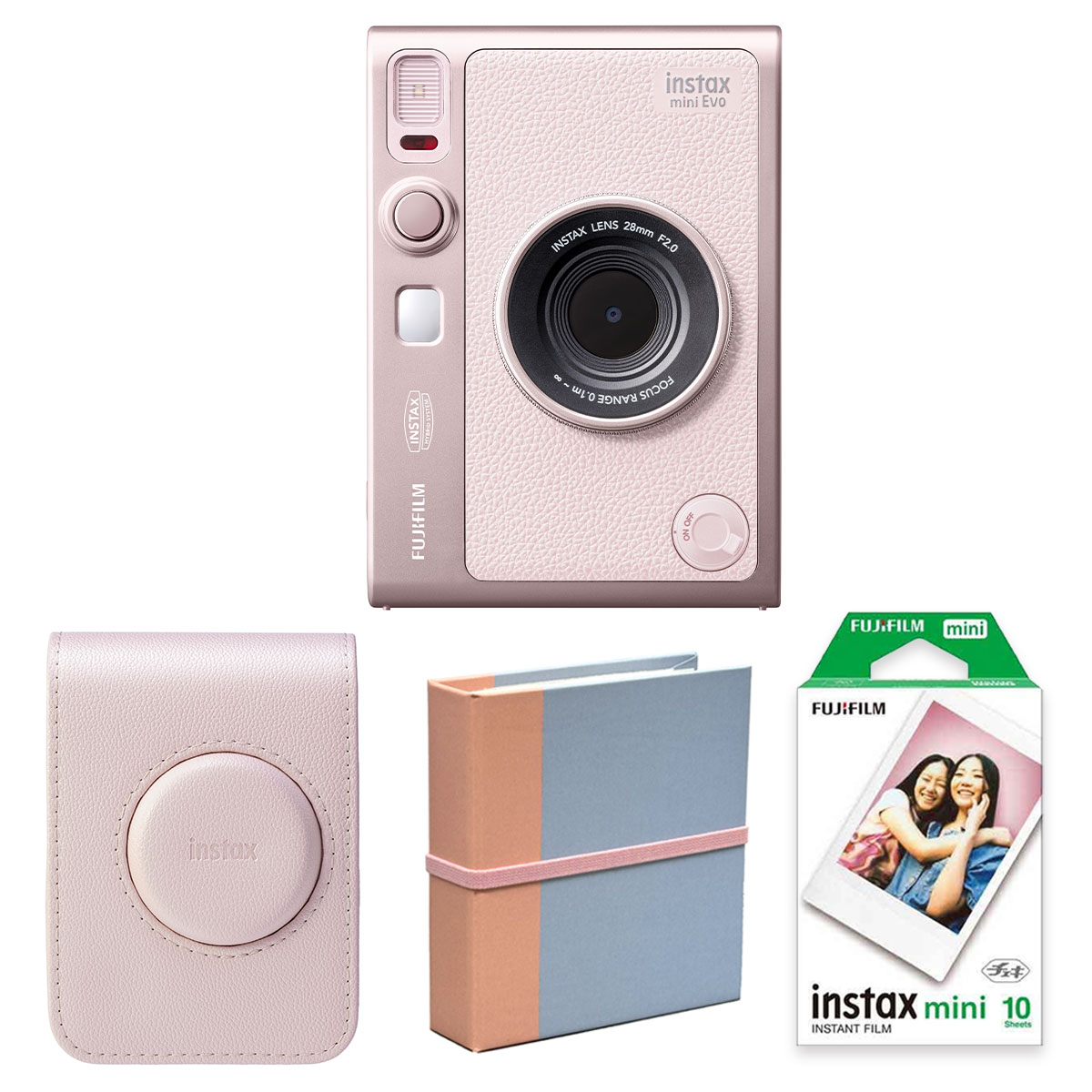 (4点セットB)富士フイルム（フジフィルム）ハイブリッドインスタントカメラ instax mini Evo GENTLE ROSE フィルム アルバム 専用ケース付き！ ジェントルローズのサムネイル
