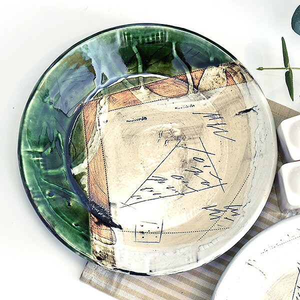 喜楽庵鶴琳窯パスタ二色オリベ約24...