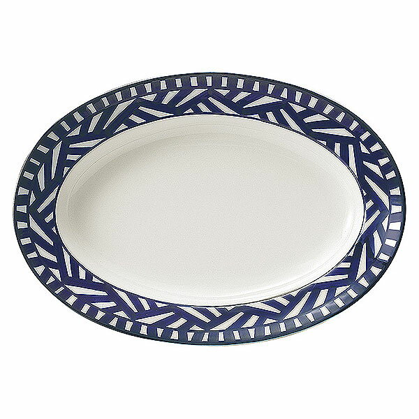 バッケ 27cmプラター 楕円皿 約27.3cm 白系 青系 洋食器 変形プレート 25cm以上 日本製 業務用 ホテル＆レストラン おしゃれ 皿 かわいい ワンプレート パスタ皿 大皿 中皿 オードブル皿 54-10784047のサムネイル