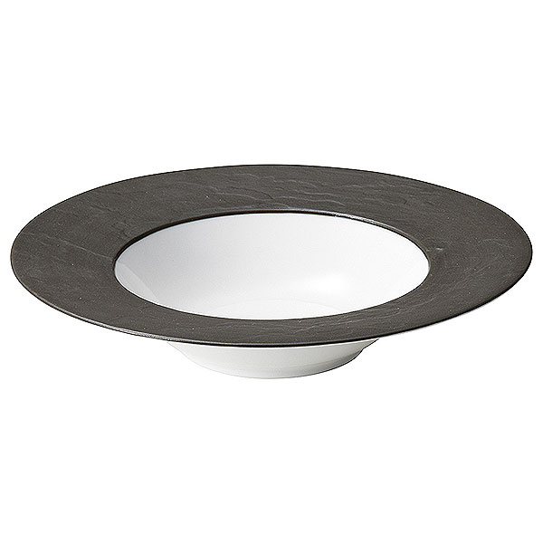 グラヴェール シャルボン 26.5cmディープスープボウル リムブラック 約26.3cm 黒系 洋食器 丸型プレート 25cm以上 業務用 ホテル＆レストラン おしゃれ プレート 丸皿 ワンプレート 大皿 パスタ皿 オードブル ピザ皿 スタイリッシュ シック 54-18037223