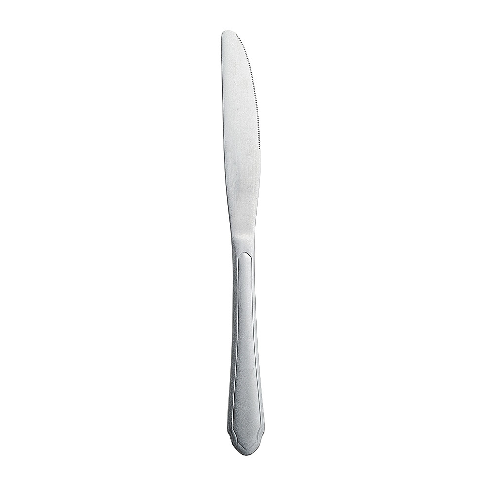 ●型番：54-c3510021 ●サイズ（約）：23.5×2cm ●産地：中国製 ●材質：ステンレス ※サイズは食器の厚みを含むサイズです。 ※サイズ・重量・容量・色味は多少の誤差がございます。 ※商品画像の小物はイメージです。商品には含まれません。 【漆器・木製品・金物・ガラス・樹脂/ステンレス製/ナイフ/15〜25cm】 陶器屋プロは産地直送、だから格安の食器販売ができます。 陶器屋プロの食器は、陶磁器の生産シェア日本一を誇る岐阜県土岐市をはじめとする「美濃焼」が中心です。 美濃焼には伝統的な織部や志野をはじめ、織部・志野・黄瀬戸・染付け・赤絵・青白磁の器など様々あります。 他にも人気の波佐見焼・備前焼・有田焼や、おしゃれでモダンな器まで製作しており産地直送で格安で販売。 また、家庭用食器から飲食店で使う業務用食器まで、格安食器から陶芸作家の手造り作品など幅広く取り扱っております。 飲食店様の店舗開店・開業の際のトータルコーディネートや名入れ食器も対応いたします。 お探しの器がある方や、納期・数量・ご予算などご要望がございましたら何でもお気軽にご相談ください。●型番：54-c3510021 ●サイズ（約）：23.5×2cm ●産地：中国製 ●材質：ステンレス ※サイズは食器の厚みを含むサイズです。 ※サイズ・重量・容量・色味は多少の誤差がございます。 ※商品画像の小物はイメージです。商品には含まれません。 【漆器・木製品・金物・ガラス・樹脂/ステンレス製/ナイフ/15〜25cm】