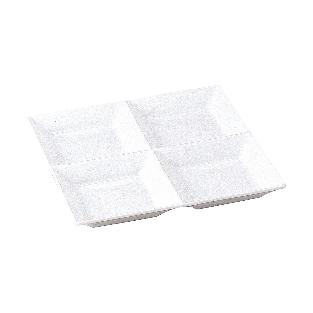 Square Plates - スクエアー 4連深皿 約23.7cm 白系 洋食器 仕切りプレート 日本製 業務用 54-14900031