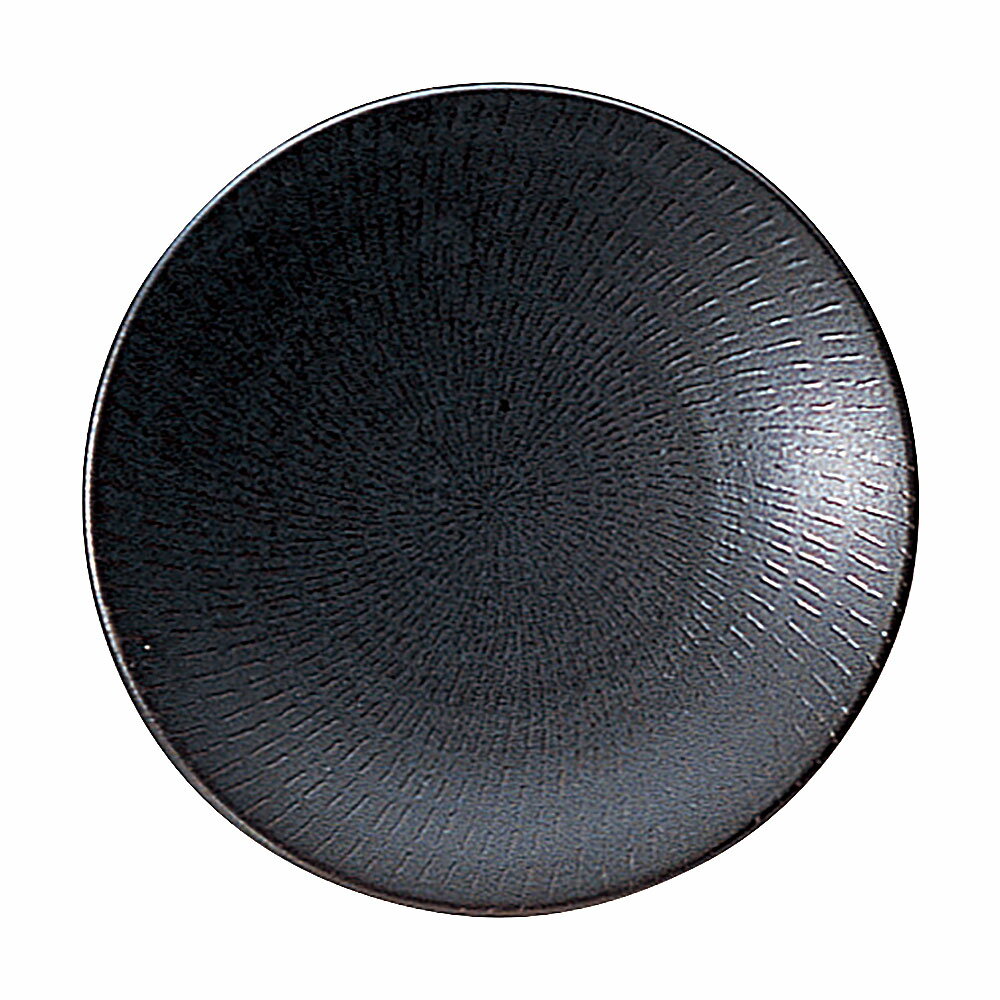 China - 千早 黒 25cm皿 約25.1cm 黒系 和食器 丸大皿 日本製 業務用 54-18131003