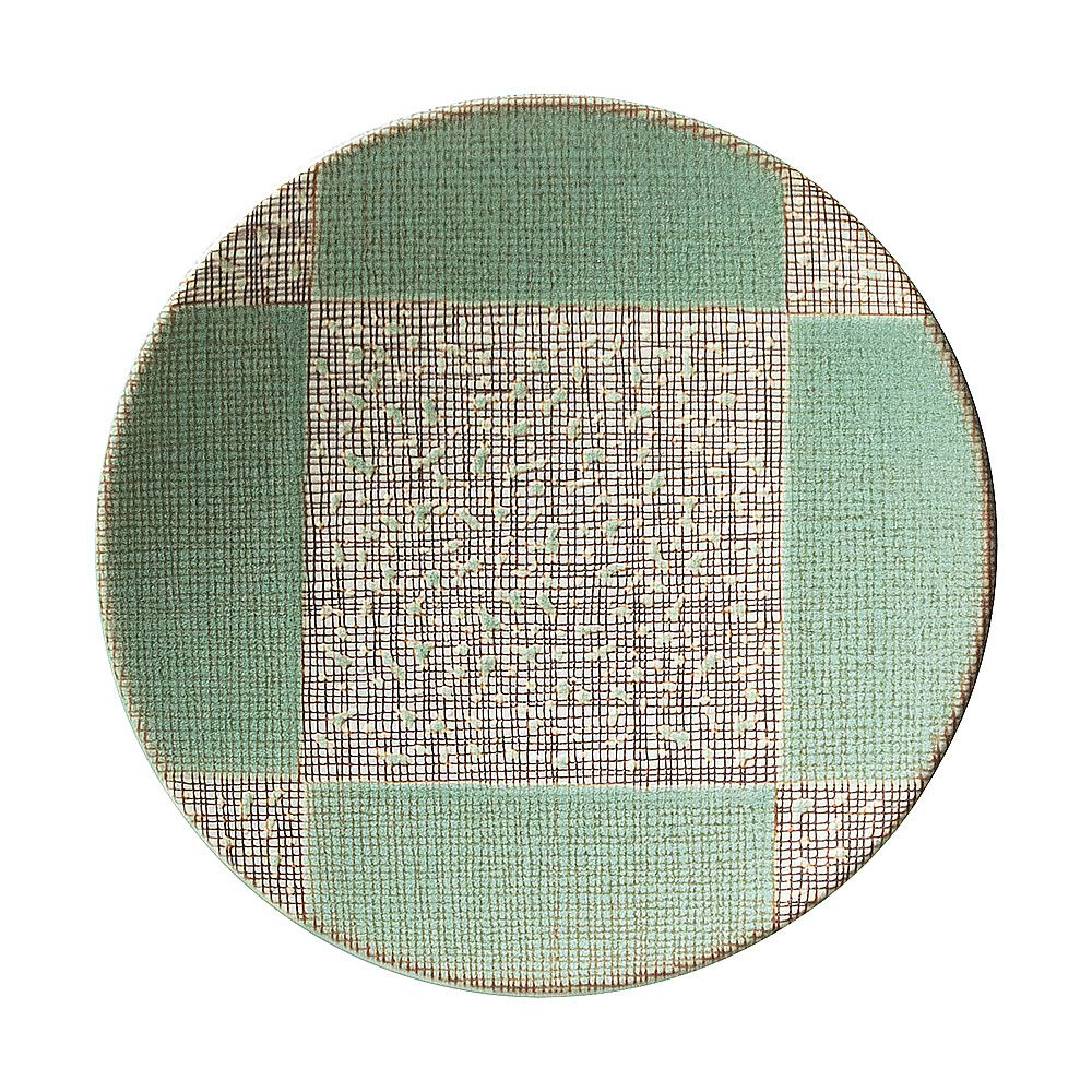 柳格子 27.5cm皿 約27.7cm 緑系 和食器 丸大皿 日本製 業務用 54-18178002