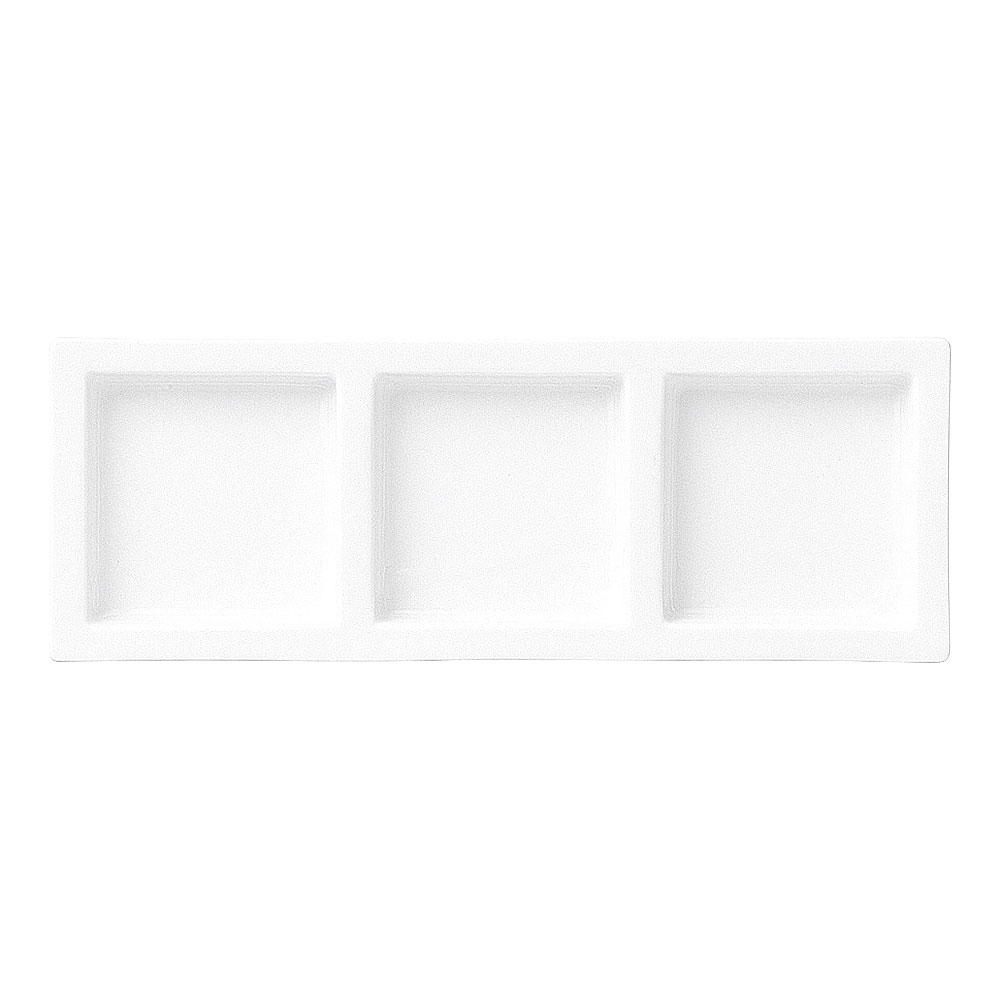 Square Plates - グランス 3連菜 約24.5cm 白系 洋食器 仕切りプレート 日本製 業務用 54-19200097