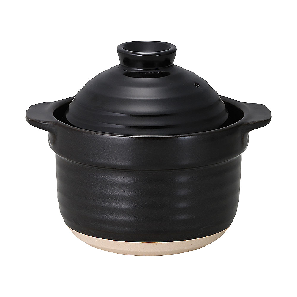 Earthen Pots - 2合炊き 黒 約20.5cm 黒系 和食器 ごはん鍋 直火OK 日本製 業務用 54-19831002
