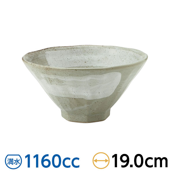 雪一蹟 八角6.3丼 約19cm 中華食器・アジアン食器 ラーメン丼 和風 日本製 美濃焼 【名入れ対応/30個から】 業務用 どんぶり ラーメン鉢 rs/59-044-A502