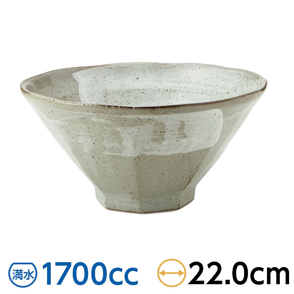 Rakuten - 雪一蹟 八角 7.0丼 約22cm 中華食器・アジアン食器 ラーメン丼 和風 日本製 美濃焼 【名入れ対応/30個から】 業務用 どんぶり ラーメン鉢 rs/59-044-A503