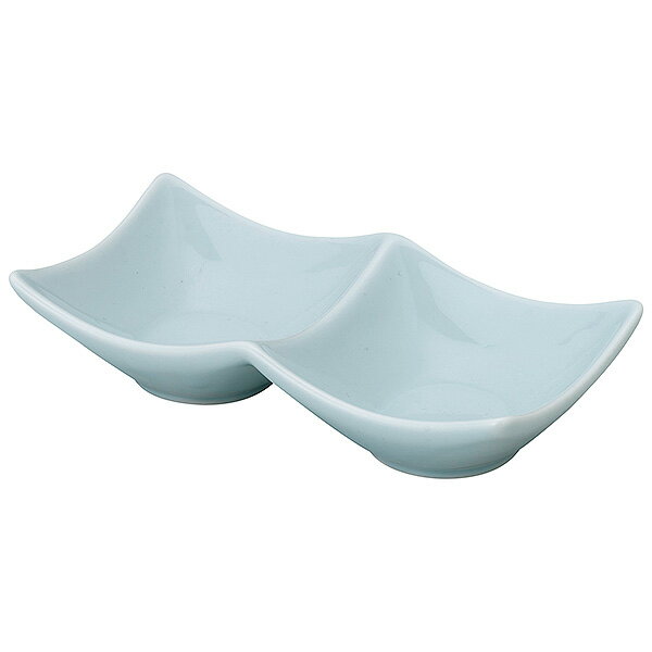 Rakuten - 天青 青白磁 14cm二連皿 約13.7cm 白系 和食器 小付 日本製 業務用 珍味 小鉢 松花堂 和え物 酢の物 お通し 和カフェ 63-12-148-18