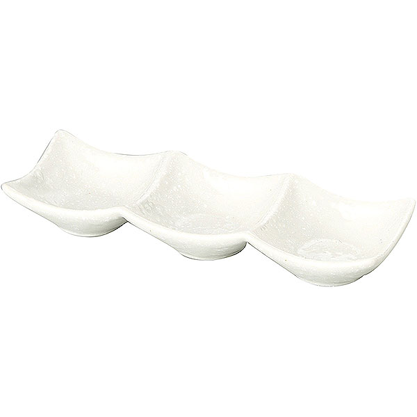 Mino Ware - 鳴門 粉引 20cm三連皿 約20cm 白系 和食器 小付 日本製 業務用 珍味 小鉢 松花堂 和え物 酢の物 お通し 和カフェ 居酒屋 63-11-137-10