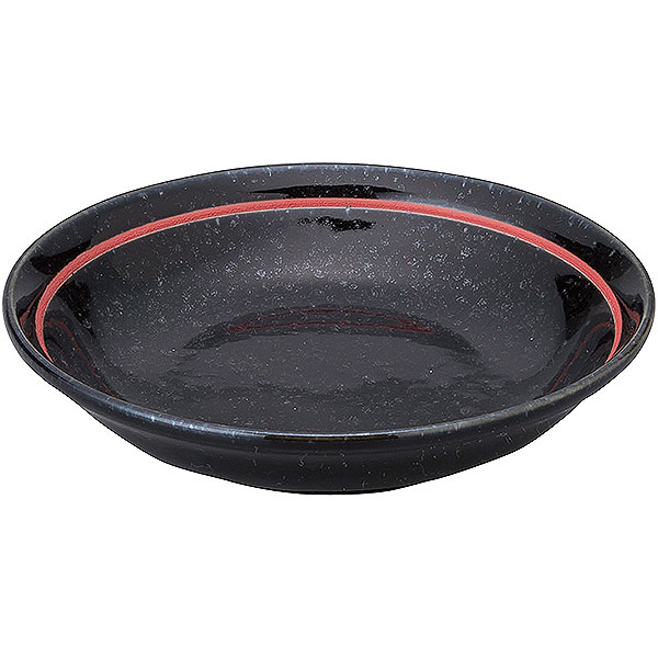 玄よう 黒御影 下絵赤ライン メタ玉13cm深皿 約13.1cm 黒系 中華食器・アジアン食器 取皿 日本製 業務..
