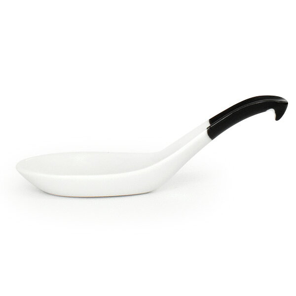 陶器屋プロの天河 黒御影 カギレンゲ−S 約14cm 黒系 中華食器・アジアン食器 レンゲ 磁器 日本製 業務用 rs/29-612-099-mi/63-12-166-22｜アングル2