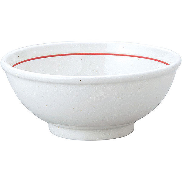 Ramen Bowls - 白鳳 粉引 下絵赤ライン 玉渕16cm丼 約16cm 白系 中華食器・アジアン食器 つけ麺用タレ鉢 日本製 業務用 rs/ 63-11-222-11