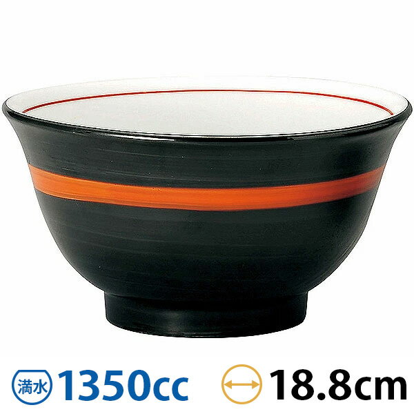Rakuten - 手巻丼 反19cm深丼 黒巻赤帯 約18.8cm 黒系 中華食器・アジアン食器 ラーメン丼 日本製 業務用 rs/63-12-103-13
