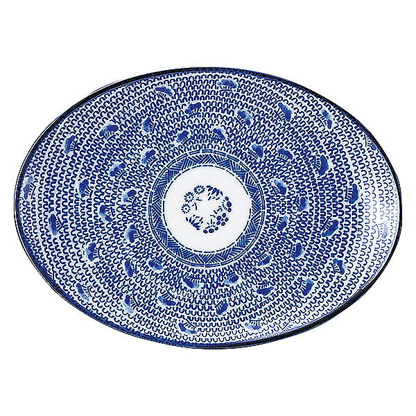 乐天商城 - タイスキ 7”プラター 楕円皿 約18.8cm 青系 中華食器・アジアン食器 ギョウザ皿 日本製 美濃焼 業務用 65-50008045