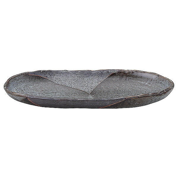 山がすみ 石目長皿 大 約33cm 黒系 和食器 楕円皿 日本製 美濃焼 業務用 65-51538090