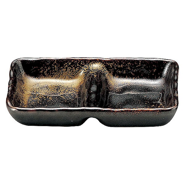金華 石目2品盛 約13.6cm 黒系 和食器 仕切皿 日本製 美濃焼 業務用 65-51539084