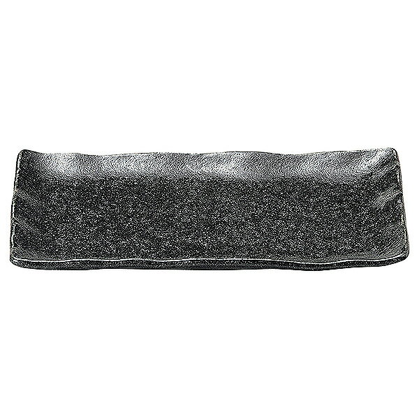 ゆず黒耀 串皿 大 約21.4cm 黒系 和食器 長角皿 日本製 美濃焼 業務用 65-51635011