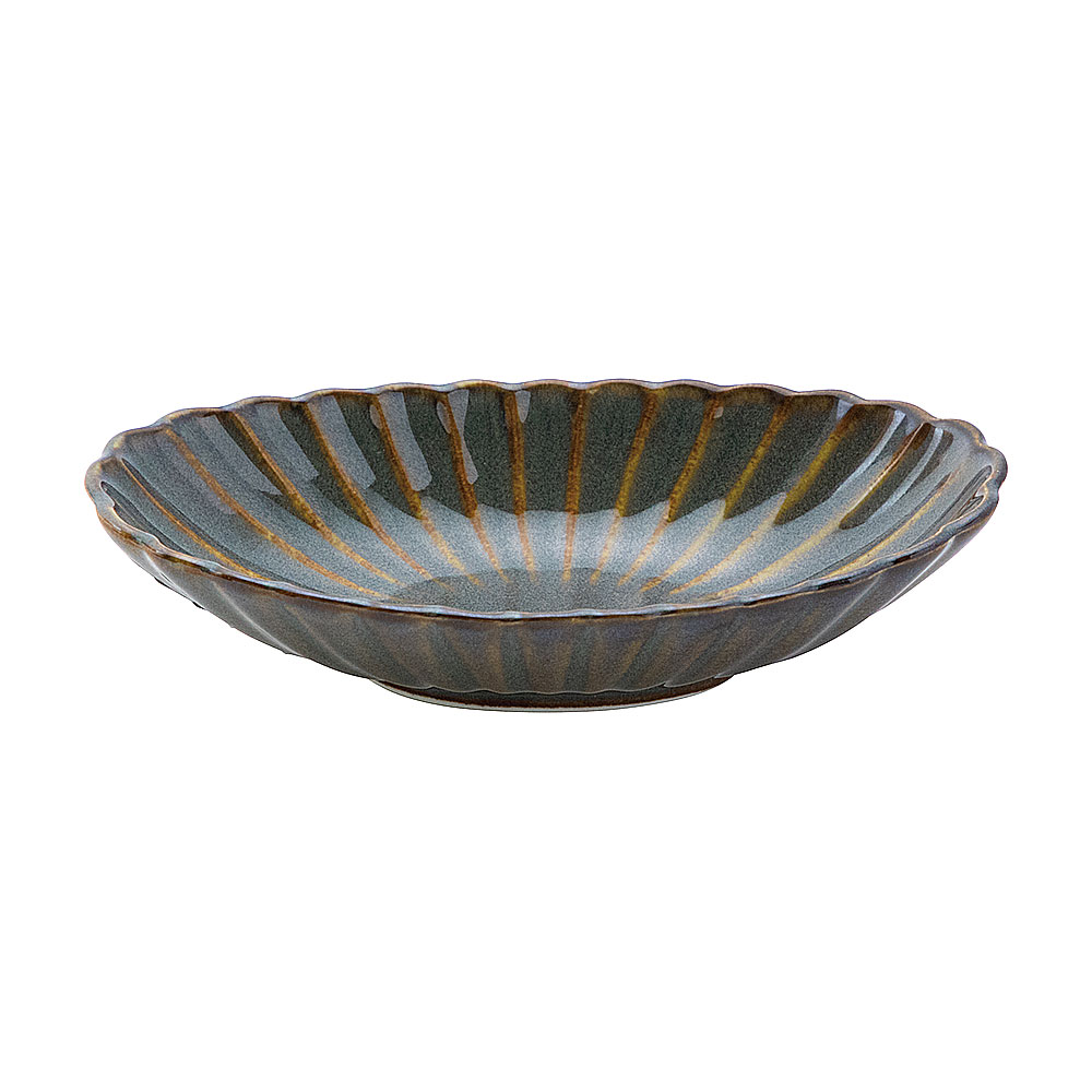 China - かすみ 山藍 楕円皿 小 約13.2cm 緑系 和食器 楕円皿 日本製 業務用 65-56170077