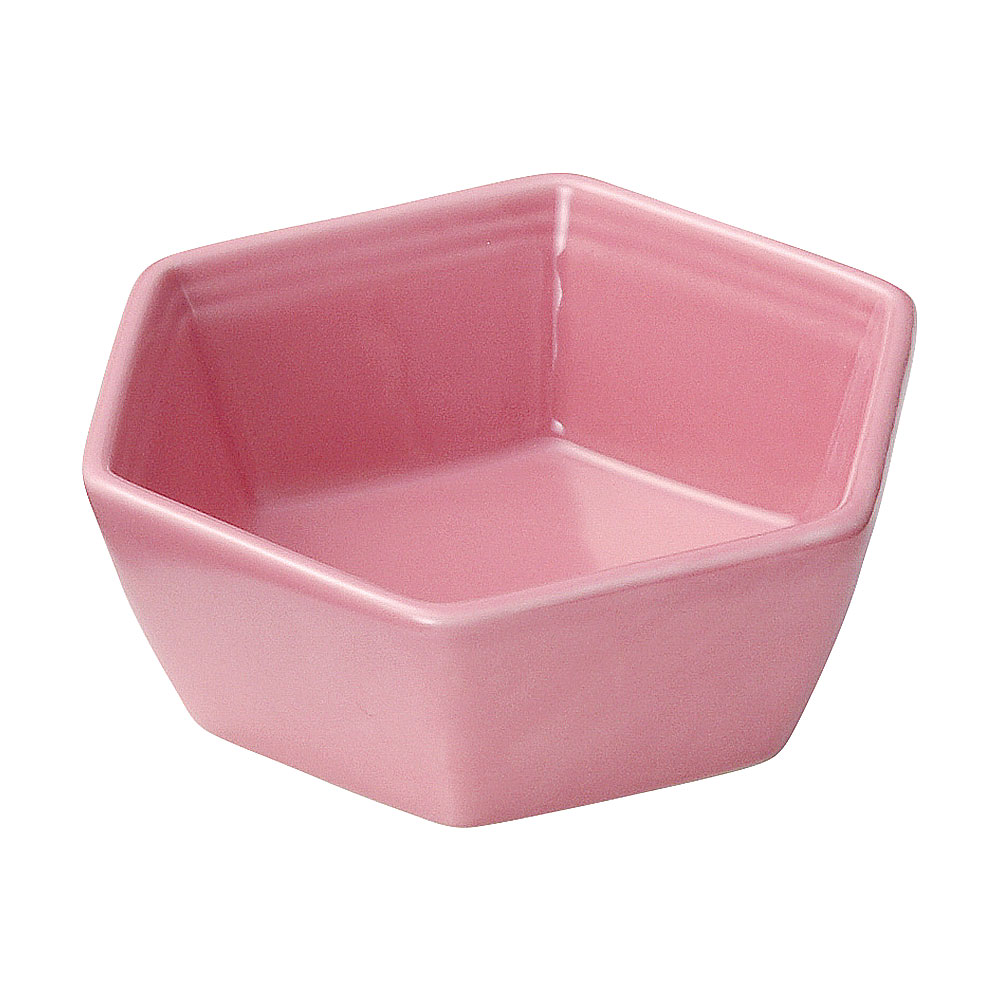 Rakuten - 六角 桃 小鉢 約10.1cm ピンク系 和食器 小鉢 中国製 業務用 65-58909034