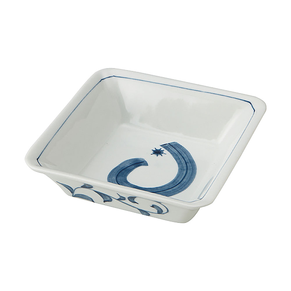 Other - 流水 平角皿 約11.2cm 青系 和食器 小皿 中国製 業務用 65-58980011