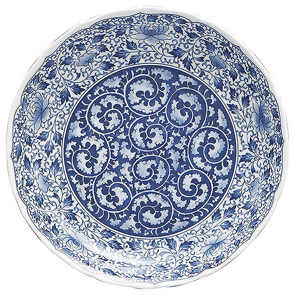 濃唐草 尺皿 約31.2cm 青系 和食器 丸大皿 日本製 美濃焼 業務用 65-54907016