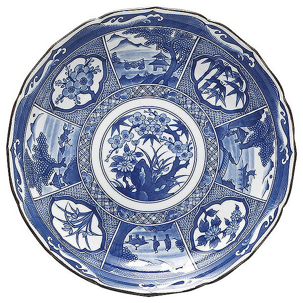乐天商城 - 四君子 尺二皿 約36.4cm 青系 和食器 丸大皿 日本製 美濃焼 業務用 65-54917014