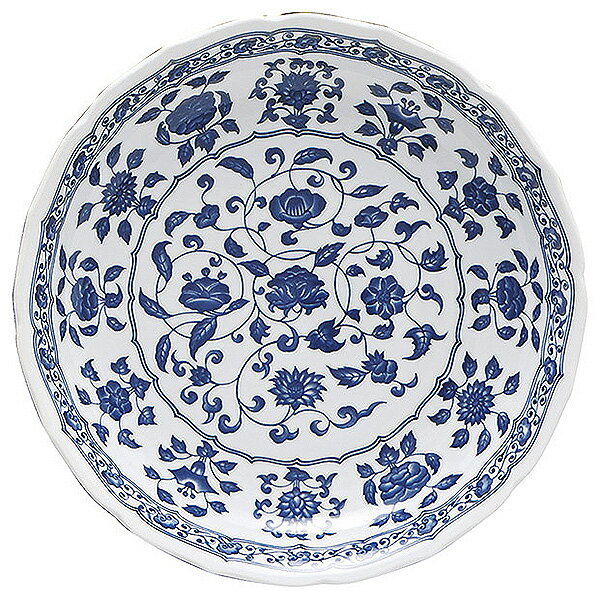 明朝唐草 尺皿 約31.2cm 青系 和食器 丸大皿 日本製 美濃焼 業務用 65-54971016