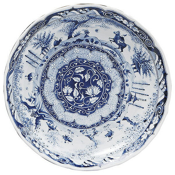 Other - 唐人山水 尺皿 約31.2cm 青系 和食器 丸大皿 日本製 美濃焼 業務用 65-54976016